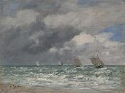 Voiliers devant Trouville Eugene Louis Boudin